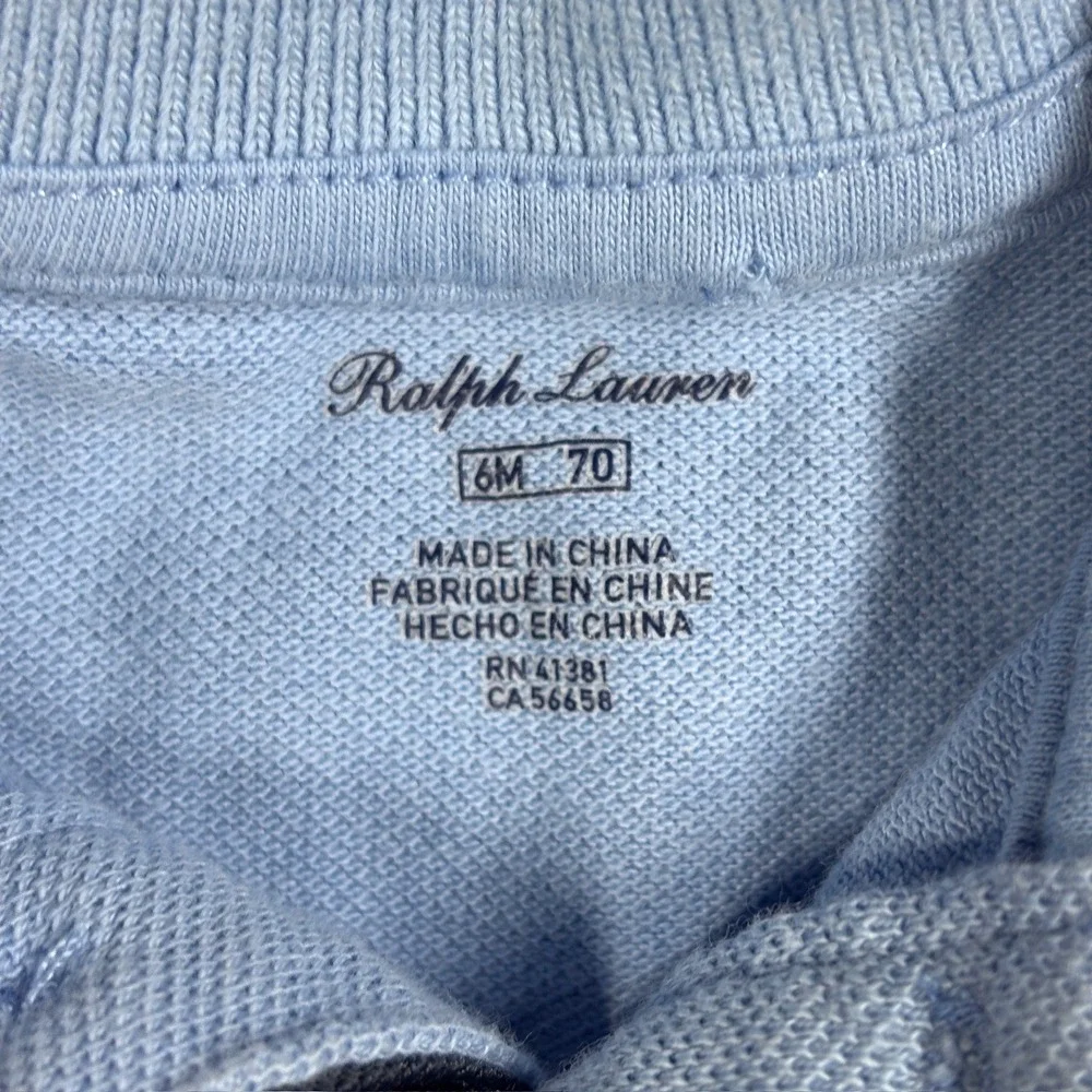 Ralph Lauren Baby Boys Blue Cotton Pique Short Sleeve Polo Romper 6M 70